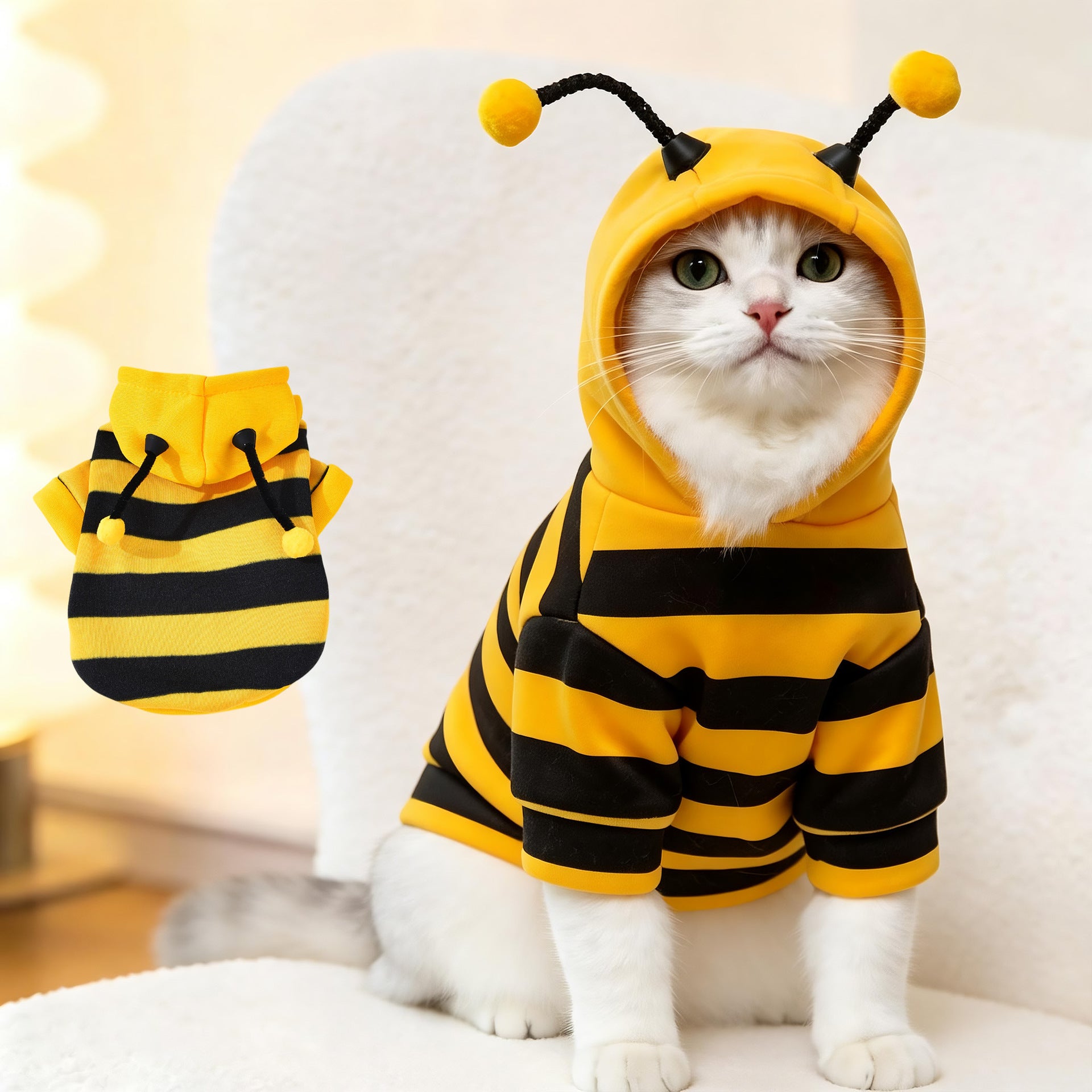 Bee-Themed Fleece Pet Sweater for Small Dogs